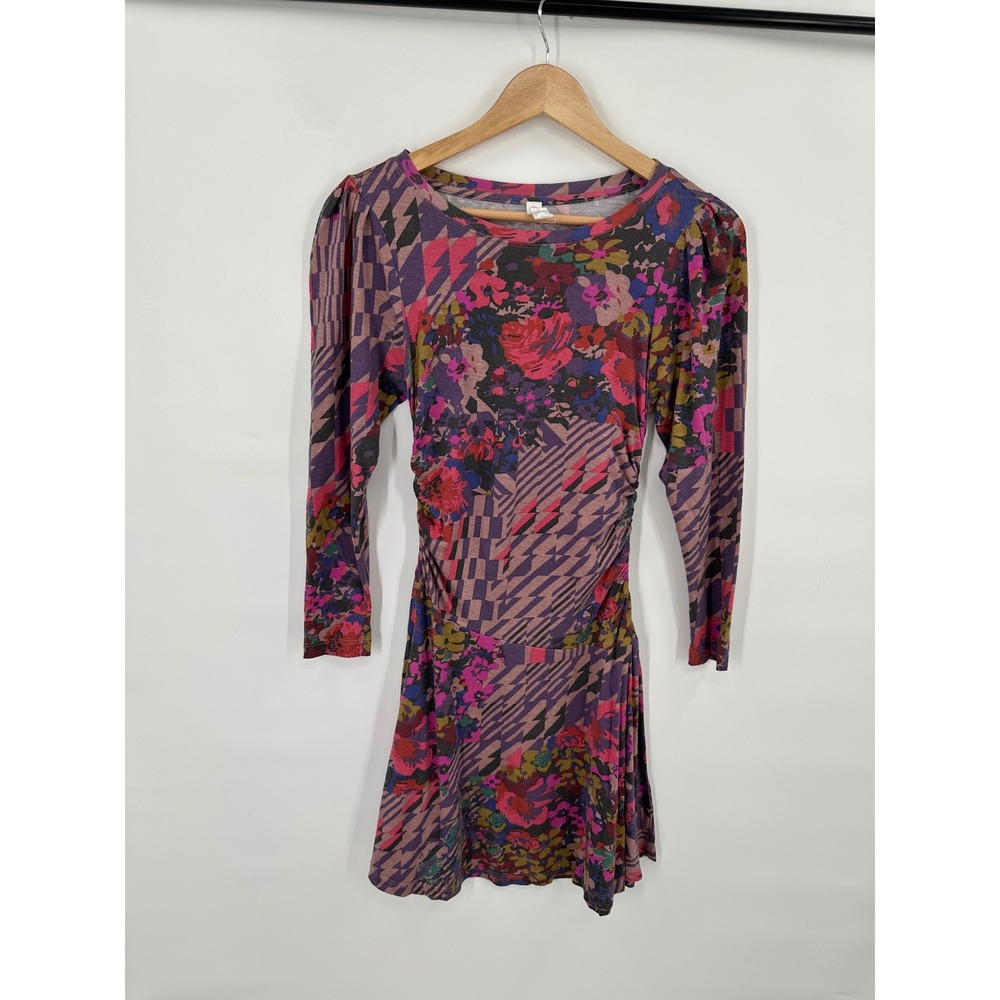Daily Practice Anthropologie Mini Dress Womens XSP Boho Colorful Maximalist